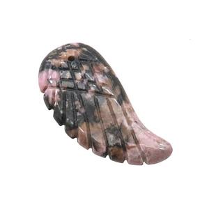 Natural Rhodonite Angel Wings Pendant Pink, approx 15-30mm