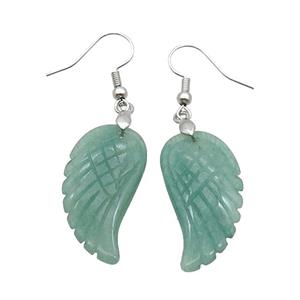 Green Aventurine Angel Wings Hook Earring, approx 15-30mm