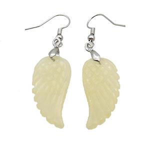 Natural Yellow Honey Jade Angel Wings Hook Earring, approx 15-30mm