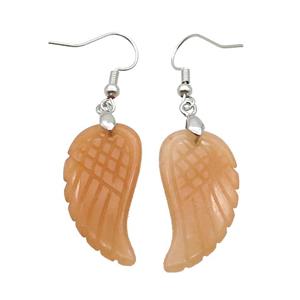 Pink Aventurine Angel Wings Hook Earring, approx 15-30mm