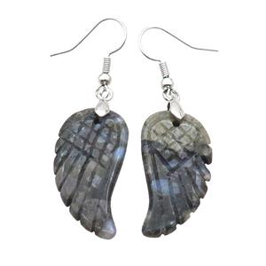 Gray Opal Angel Wings Hook Earring, approx 15-30mm