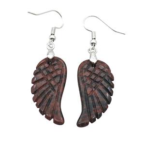 Autumn Jasper Angel Wings Hook Earring, approx 15-30mm