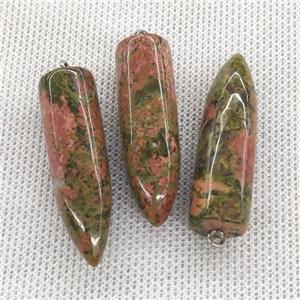 Natural Unakite Bullet Pendant, approx 10-40mm