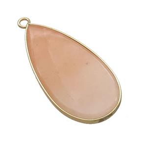 Pink Aventurine Teardrop Pendant Gold Plated, approx 20-40mm