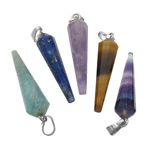 Mix Gemstone Pendulum Pendant, approx 8-30mm