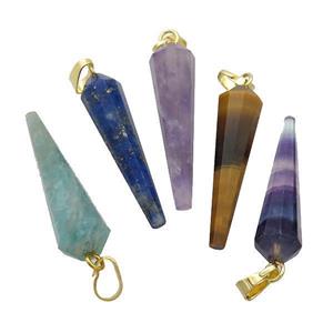 Natural Gemstone Pendulum Pendant Mixed, approx 8-30mm