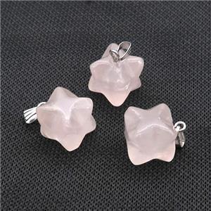 Natural Pink Rose Quartz Merkaba Star Cube Pendant, approx 15mm