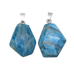 Natural Blue Apatite Slice Pendant Freeform, approx 15-25mm