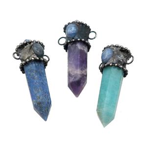 Mix Gemstone Bullet Pendant Kyanite 2loops, approx 14-50mm