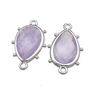 Amethyst Teardrop Connector Platinum Plated, approx 12-18mm