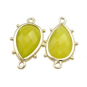 Lemon Jade Teardrop Connector Gold Plated, approx 12-18mm