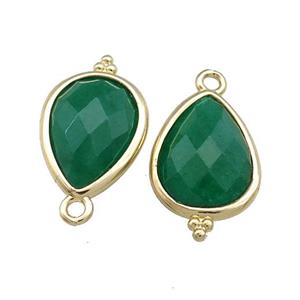 Green Jade Teardrop Pendant Dye Gold Plated, approx 12-15mm