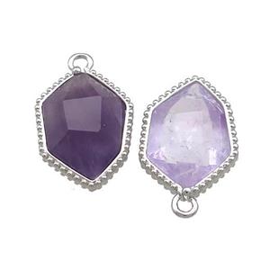 Purple Amethyst Prism Pendant Platinum Plated, approx 13-18mm