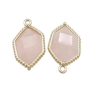 Pink Rose Quartz Prism Pendant Gold Plated, approx 13-18mm