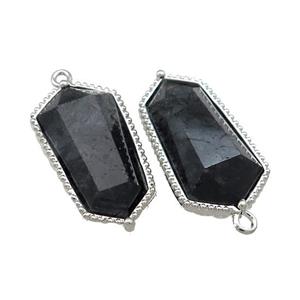 Black Rutilated Quartz Prism Pendant Platinum Plated, approx 14-25mm