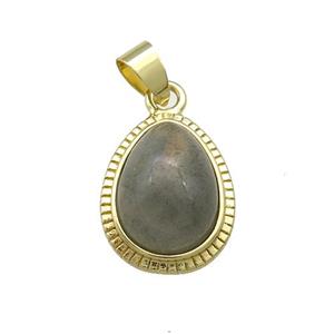 Labradorite Teardrop Pendant Gold Plated, approx 15-19mm