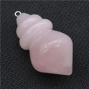 Natural Pink Rose Quartz Pendulum Pendant, approx 25-40mm