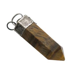 Natural Tiger Eye Stone Bullet Pendant Antique Black, approx 16-40mm