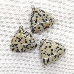 Natural Black Dalmatian Jasper Triangle Pendant, approx 25mm