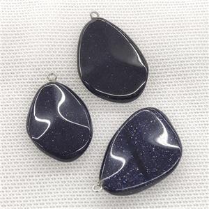 Blue Sandstone Teardrop Pendant Twist, approx 25-40mm