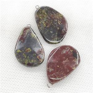 Natural Dragon Bloodstone Teardrop Pendant Twist, approx 25-40mm