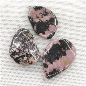 Chinese Rhodonite Teardrop Pendant Twist Pink, approx 25-40mm