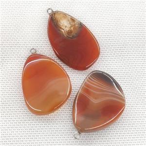 Natural Agate Teardrop Pendant Twist Red Dye, approx 25-40mm