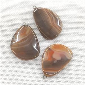 Natural Agate Teardrop Pendant Twist Brown Dye, approx 25-40mm