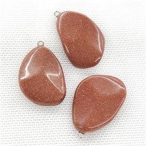 Gold Sandstone Teardrop Pendant Twist, approx 25-40mm