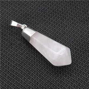 Natural Clear Quartz Pendulum Pendant Silver Plated, approx 13-35mm