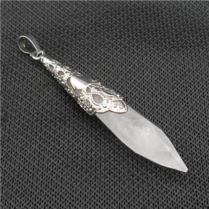 Natural Clear Quartz Pendulum Pendant Platinum Plated, approx 10-60mm