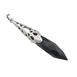 Natural Black Obsidian Pendulum Pendant Platinum Plated, approx 10-60mm