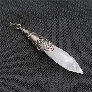 Natural Clear Crystal Quartz Pendulum Pendant Antique Red, approx 10-60mm