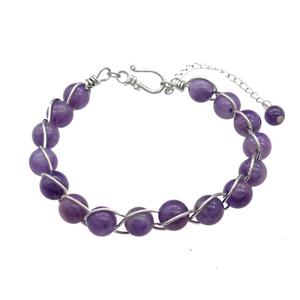 Natural Amethyst Bracelet Purple, approx 8mm