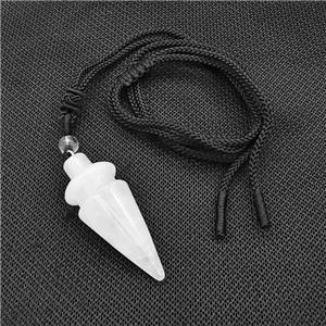 Clear Crysta Quartz Pendulum Necklace Black Nylon Rope, approx 18-45mm