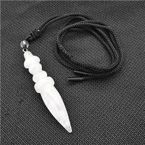 Clear Quartz Pendulum Necklace Black Nylon Rope, approx 14-65mm