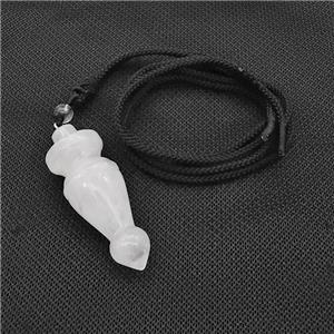 Clear Quartz Pendulum Necklace Black Nylon Rope, approx 18-50mm