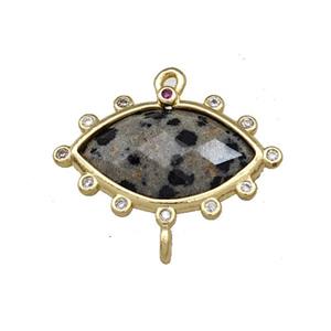 Black Dalmatian Jasper Eye Connector Gold Plated, approx 14-20mm