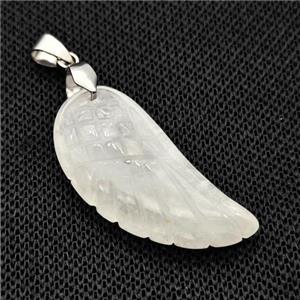 Natural Clear Quartz Angel Wings Pendant Carved, approx 17-35mm