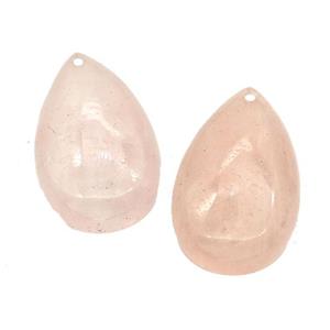 Natural Pink Rose Quartz Teardrop Pendant Flat Backing, approx 18-30mm