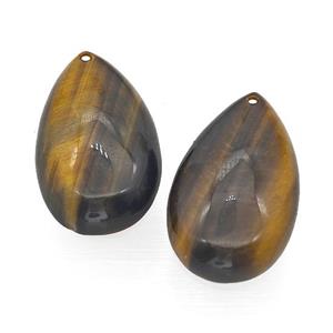 Natural Tiger Eye Stone Teardrop Pendant Flat Backing, approx 18-30mm