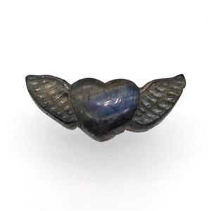 Labradorite Angel Wings Heart Pendant, approx 14-40mm