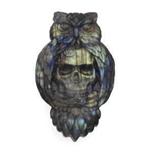 Labradorite Skull Owl Charms Pendant, approx 33-55mm