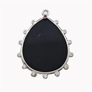 Natural Black Onyx Agate Teardrop Pendant, approx 20-25mm