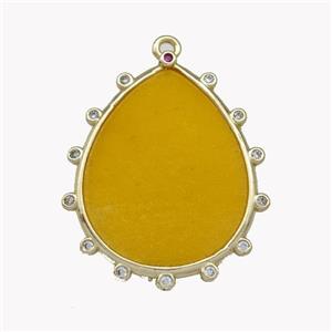 Natural Honey Jade Teardrop Pendant Yellow, approx 20-25mm