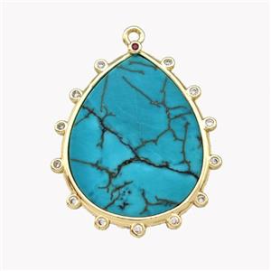 Natural Howlite Turquoise Teardrop Pendant Teal Dye, approx 20-25mm