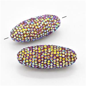 Clay Barrel Beads Pave Rhinestone, approx 13-35mm