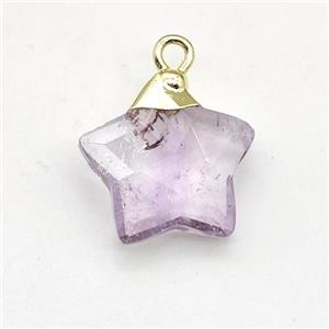 Natural Amethyst Star Pendant Lt.purple, approx 14mm