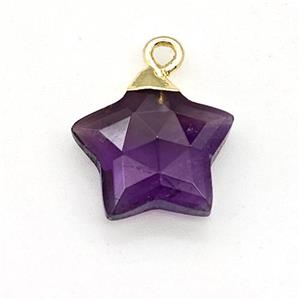 Natural Amethyst Star Pendant Purple, approx 14mm