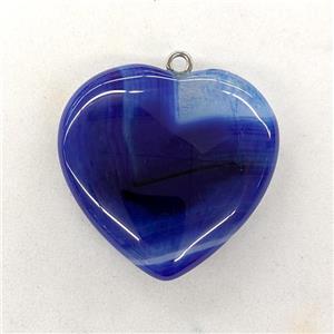 Natural Druzy Agate Heart Pendant Blue Dye, approx 40mm